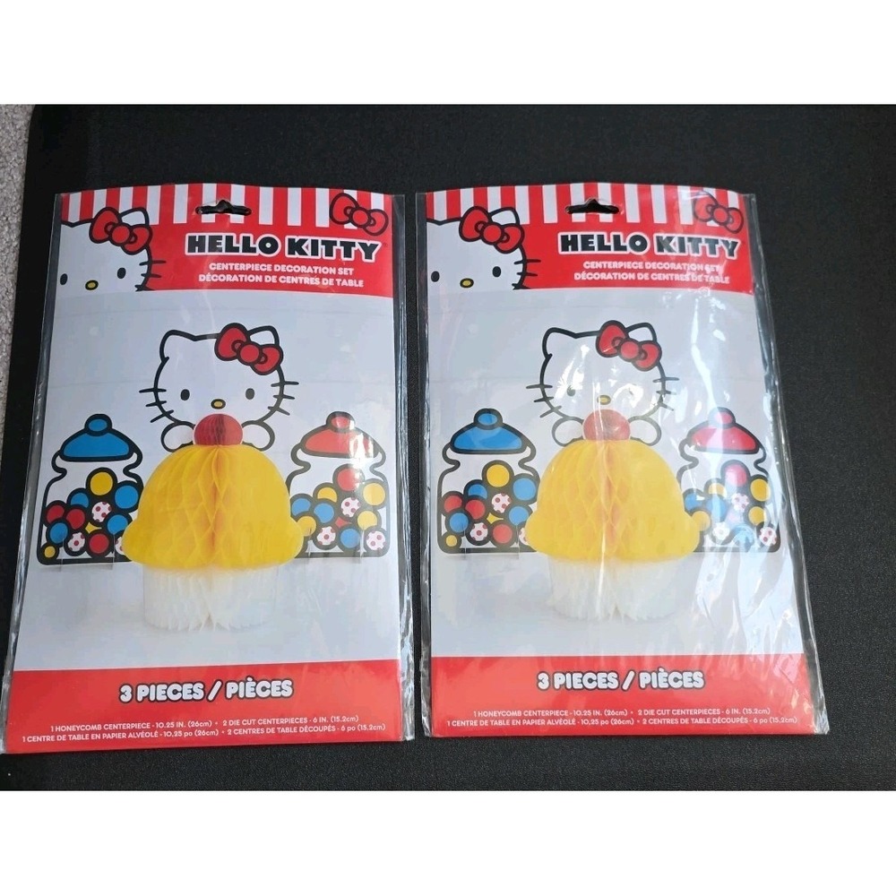 Lot Of 2. Hello Kitty Centerpoece Decoration Set - 3 Pieces New